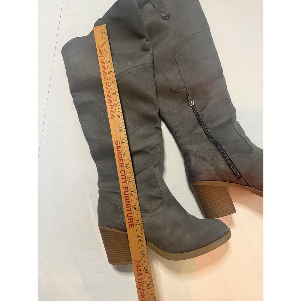 Brand Sugar Women's Platform Over Knee High Grey Faux Suede Boots Size 9 Boho - Picture 4 of 12